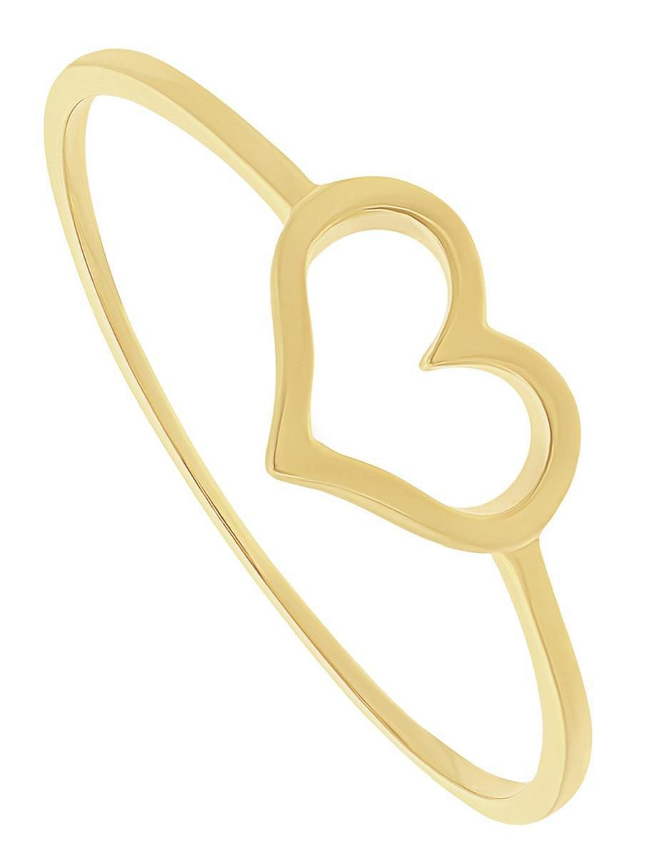 Anillo de corazón 10 k de oro pulido 4