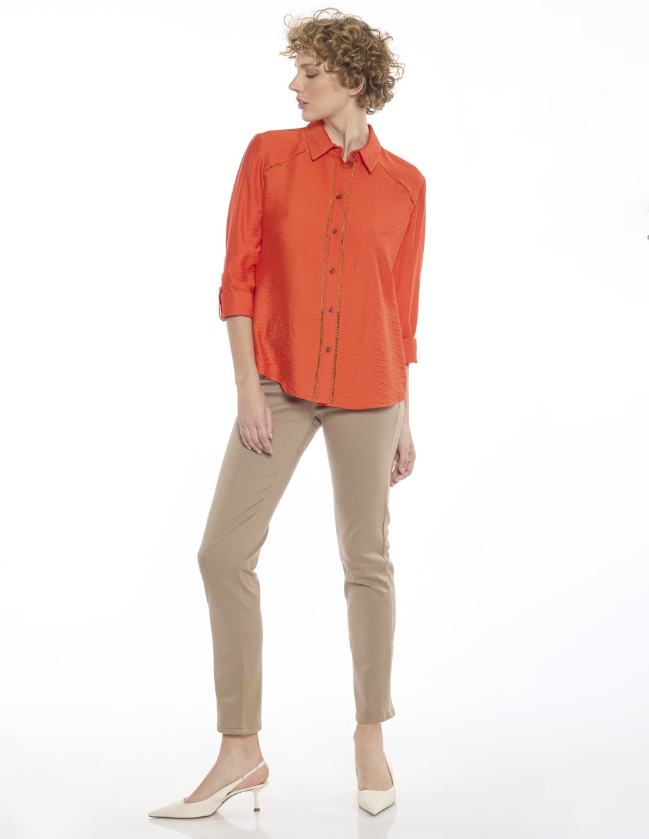 Blusa camisera manga larga para mujer 2