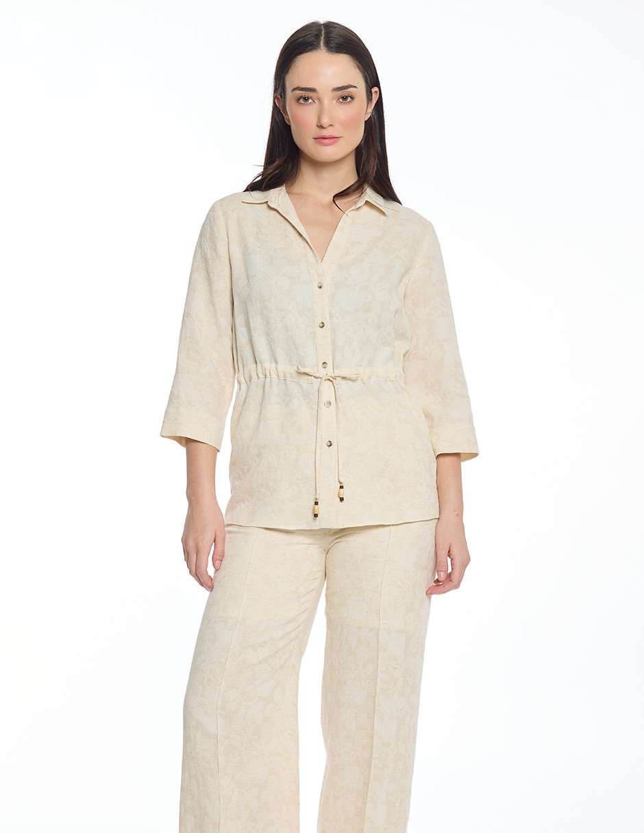 Blusa camisera manga 3/4 para mujer