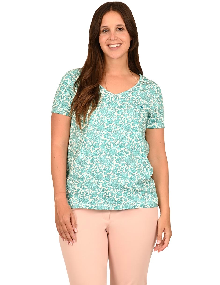 Playera manga corta cuello redondo para mujer