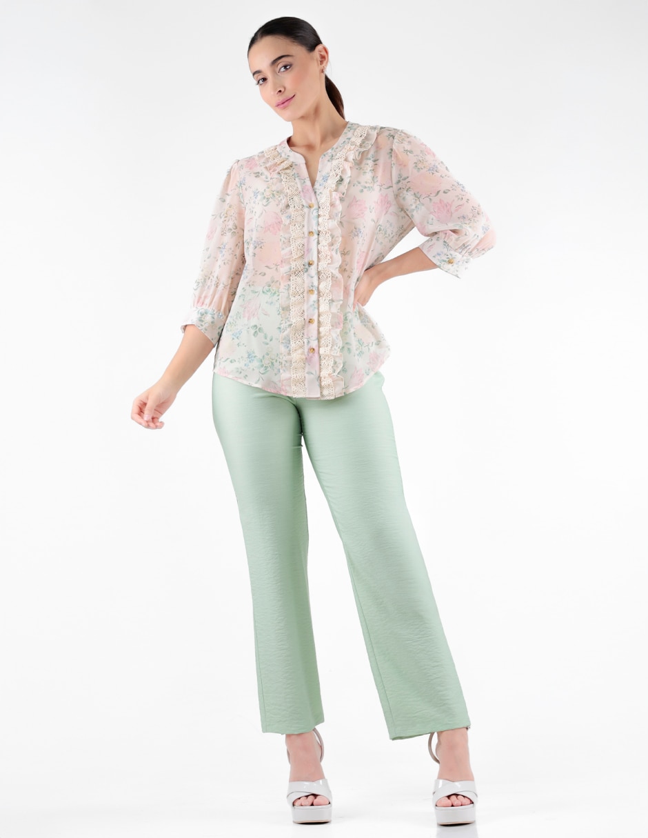 Blusa camisera manga 3/4 para mujer 3