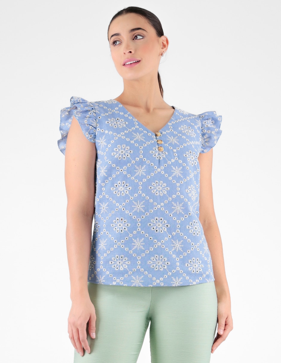 Blusa manga corta para mujer
