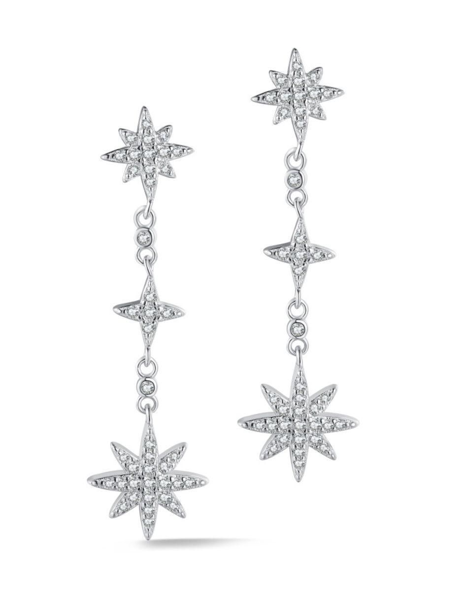 Aretes largos de estrella Stella Nova de plata P 925 zirconia 2