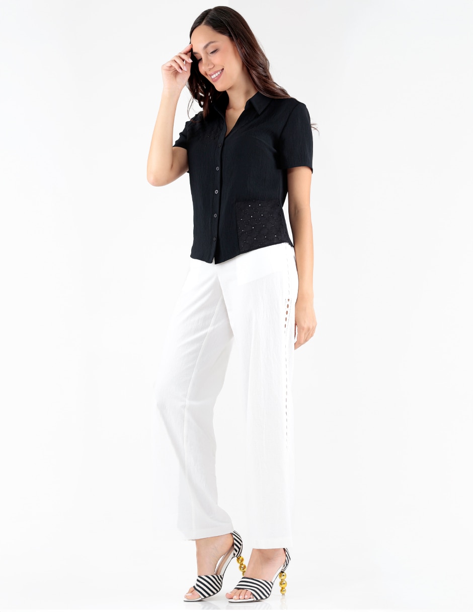 Blusa camisera manga corta para mujer 3
