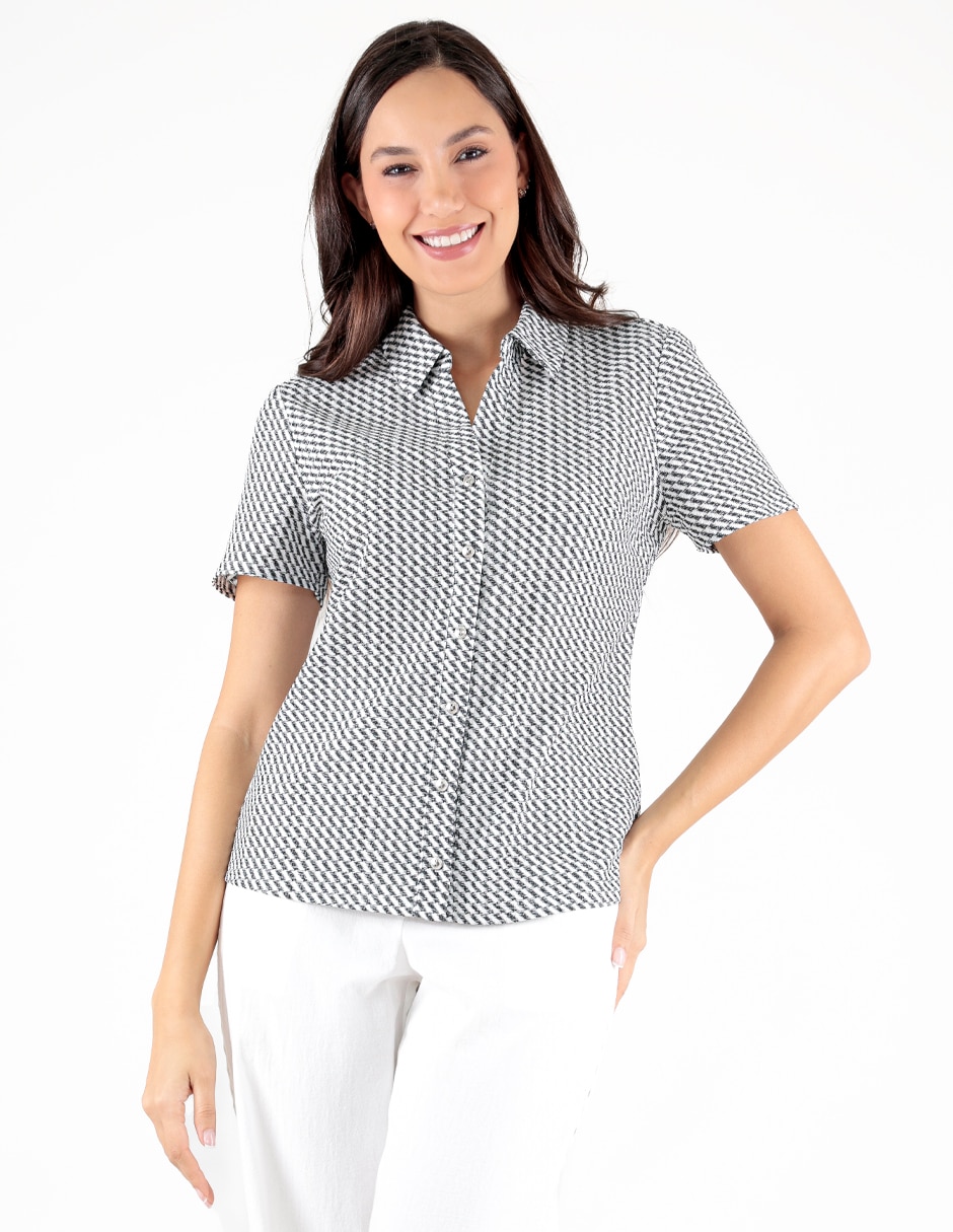 Blusa camisera manga corta para mujer