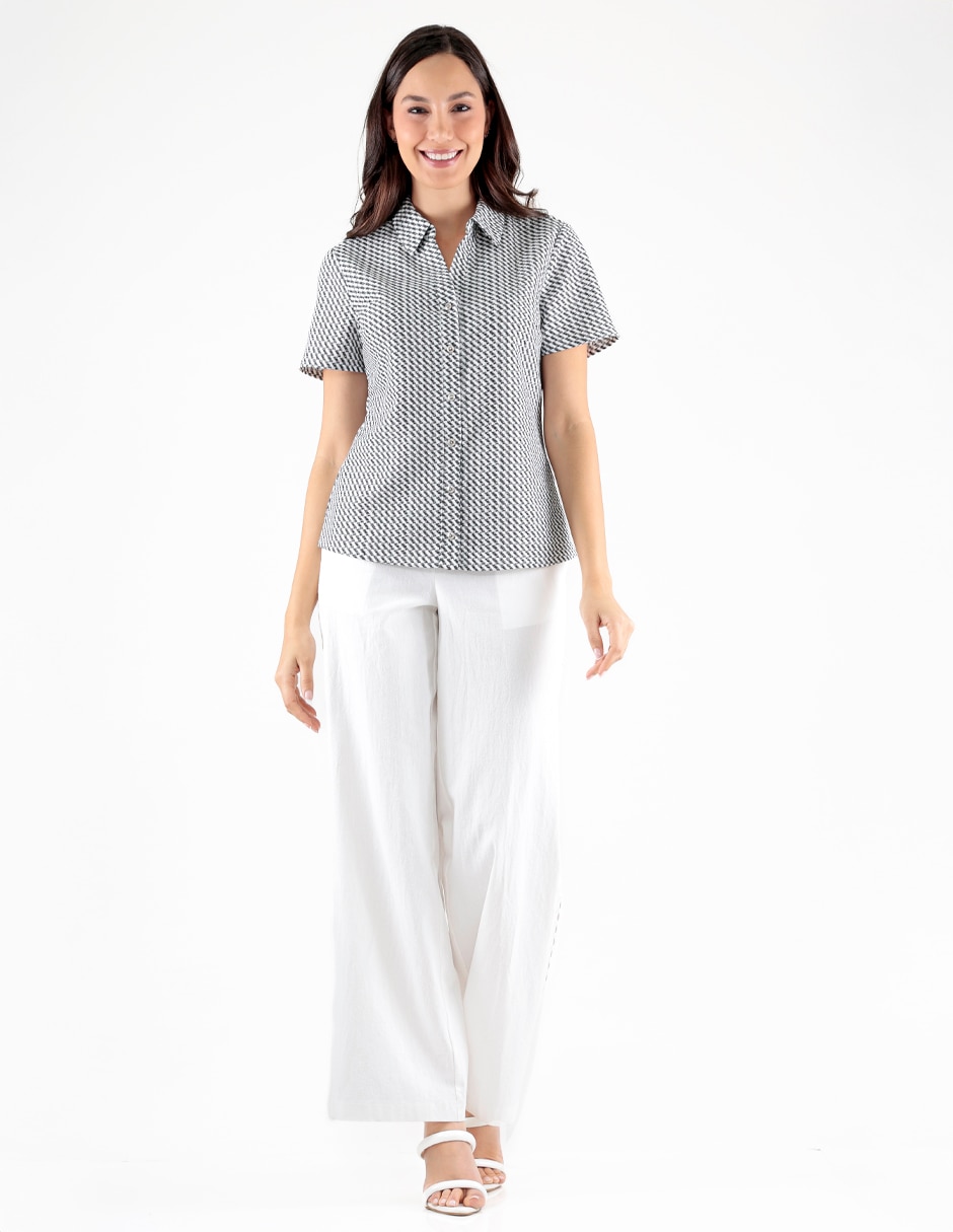 Blusa camisera manga corta para mujer 3