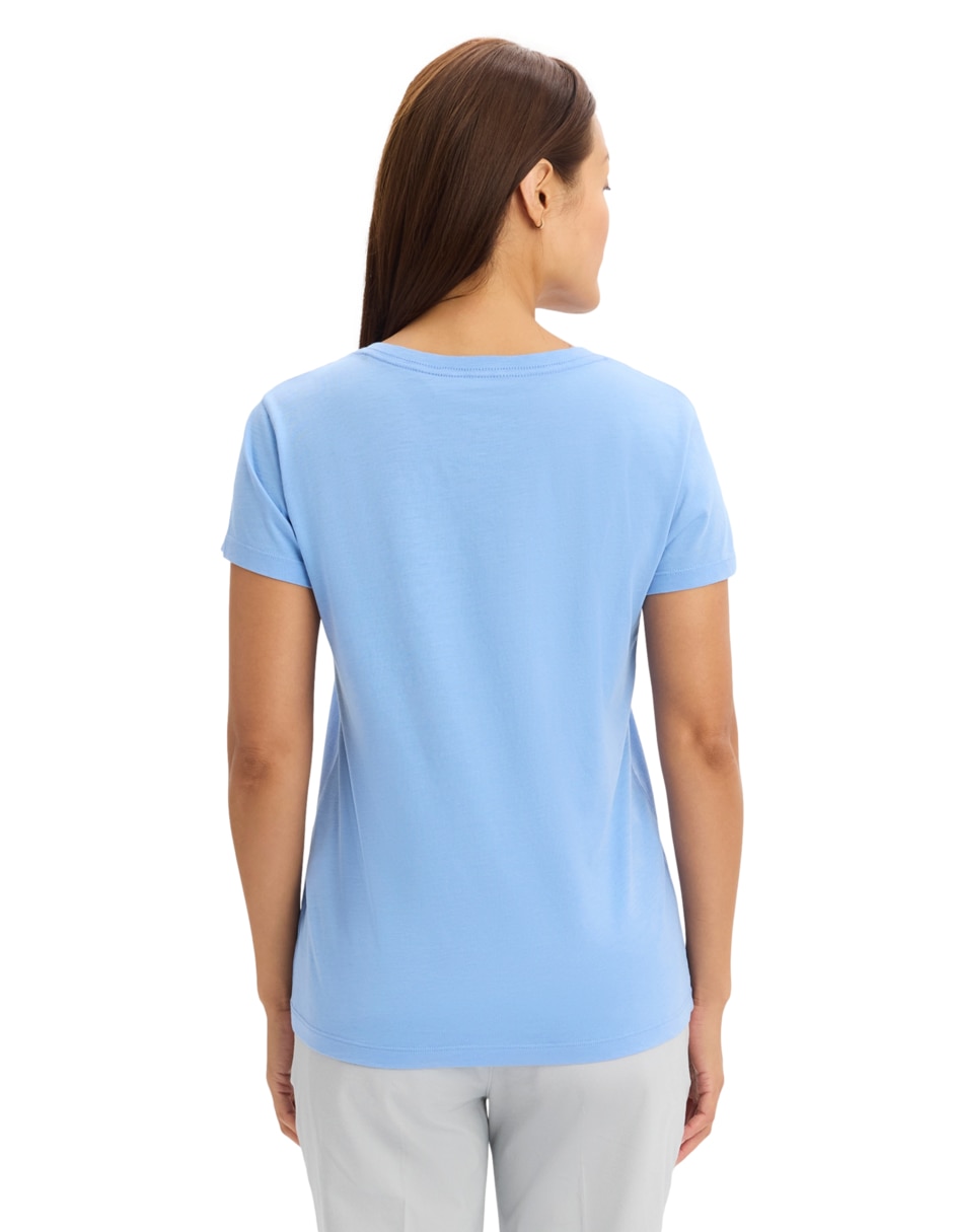 Playera manga corta cuello V para mujer 2