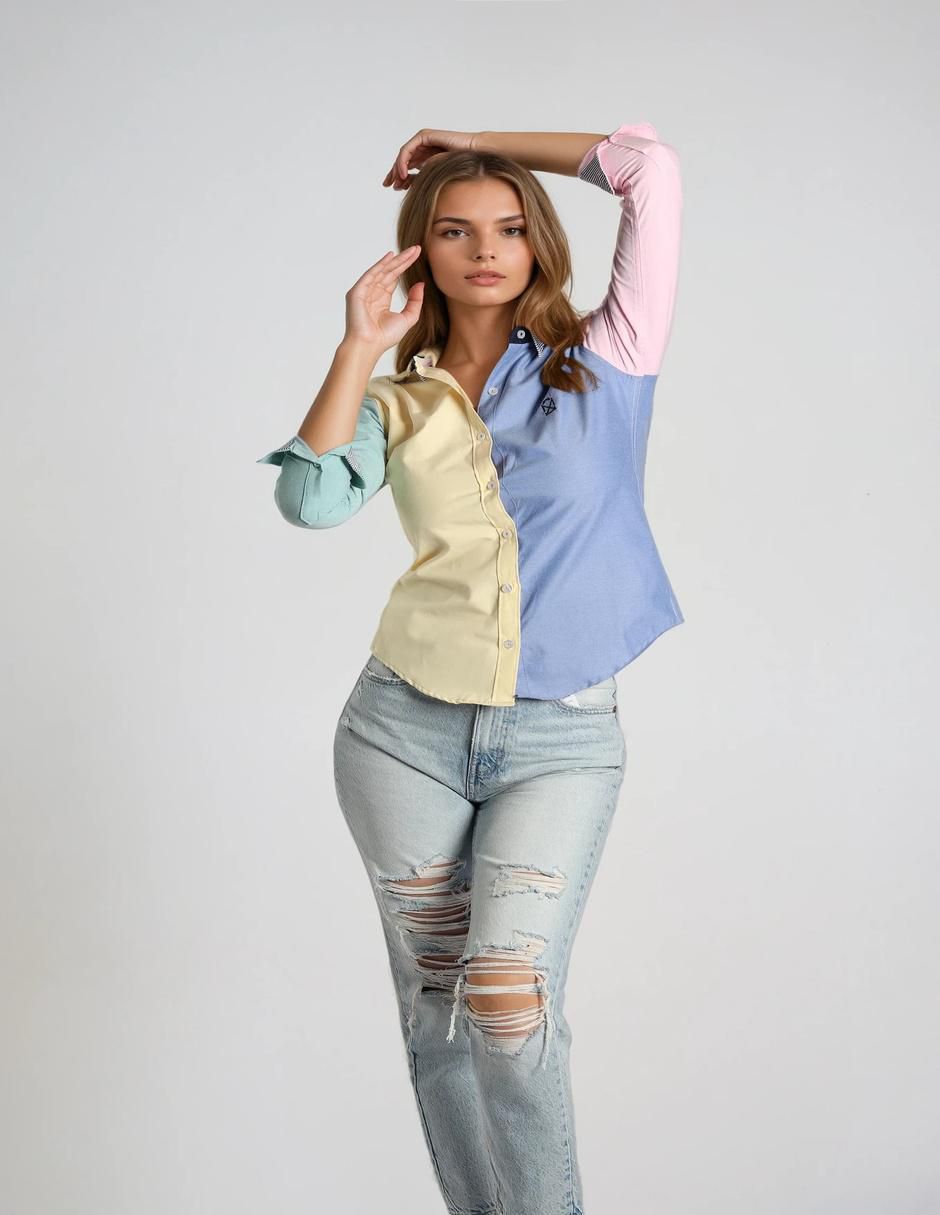 Blusa camisera manga larga para mujer