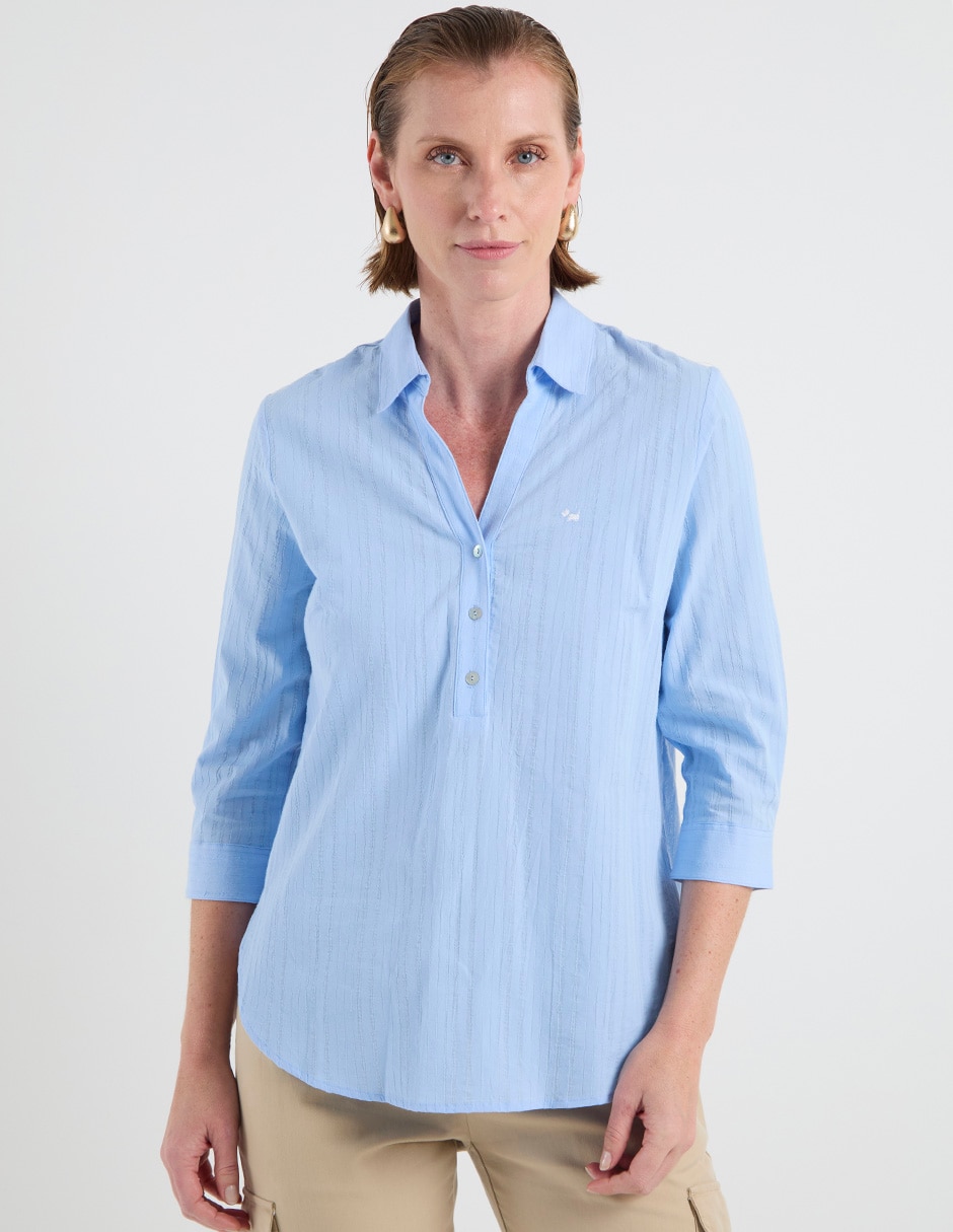 Blusa camisera manga 3/4 para mujer