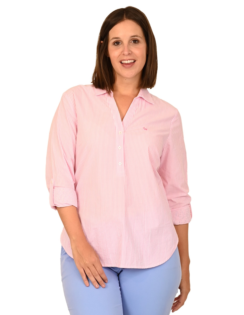 Blusa camisera manga larga para mujer