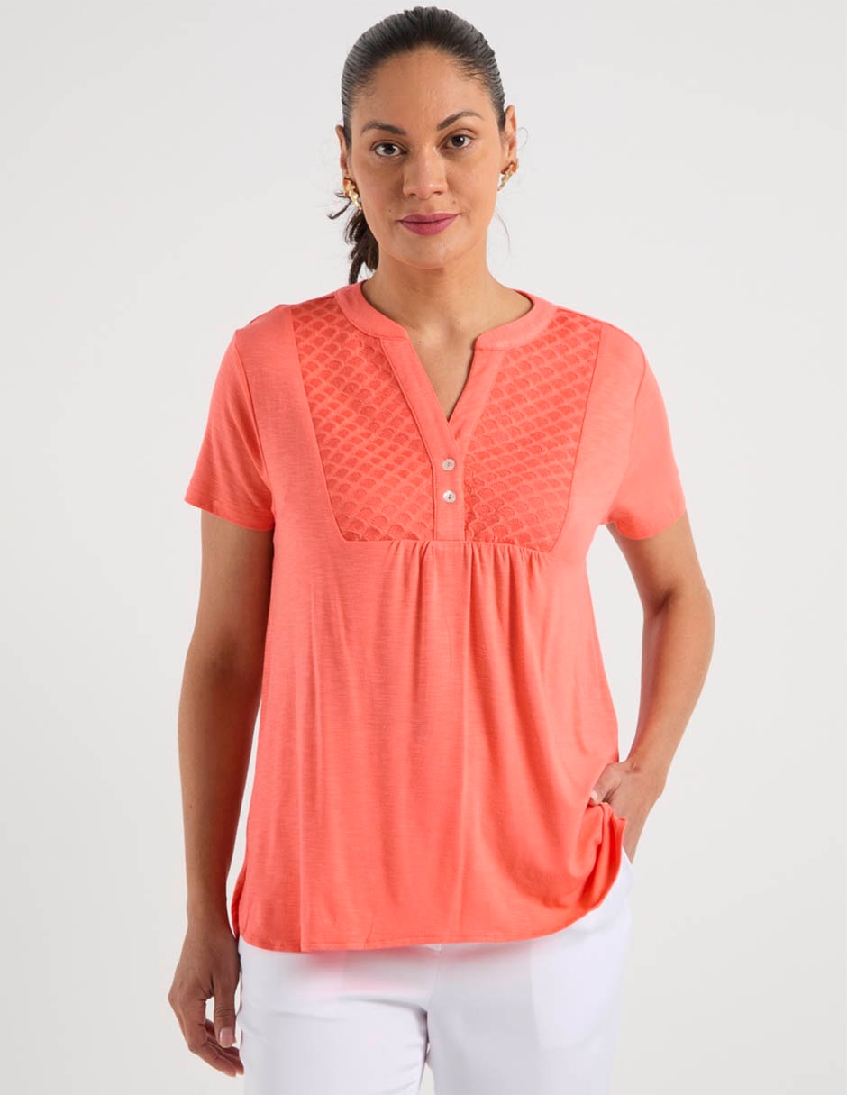 Playera manga corta cuello V para mujer 2