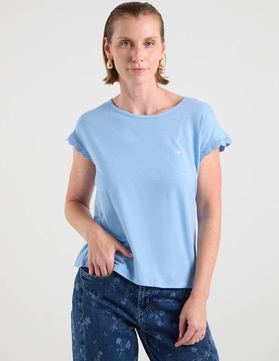 Playera manga corta cuello redondo para mujer