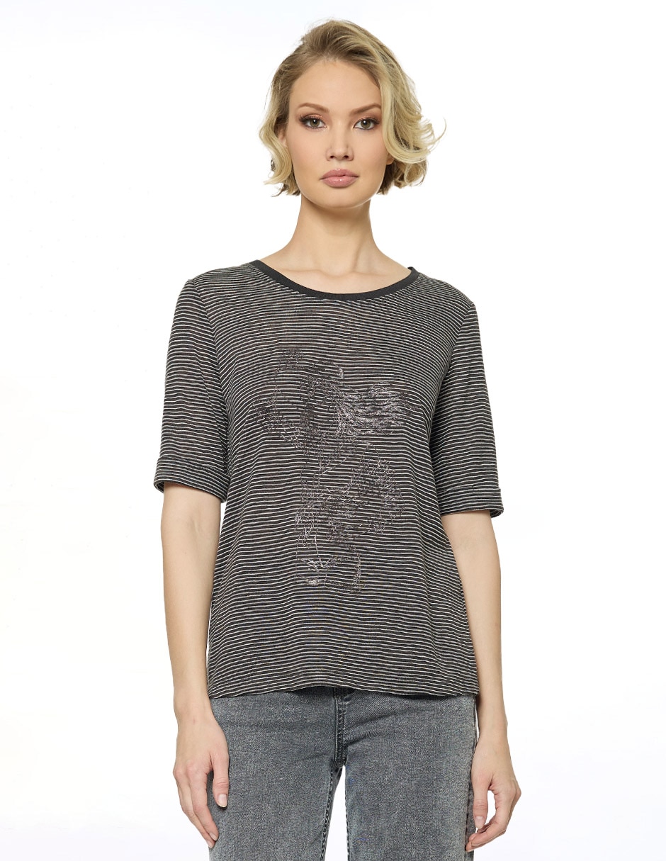 Blusa manga al codo para mujer
