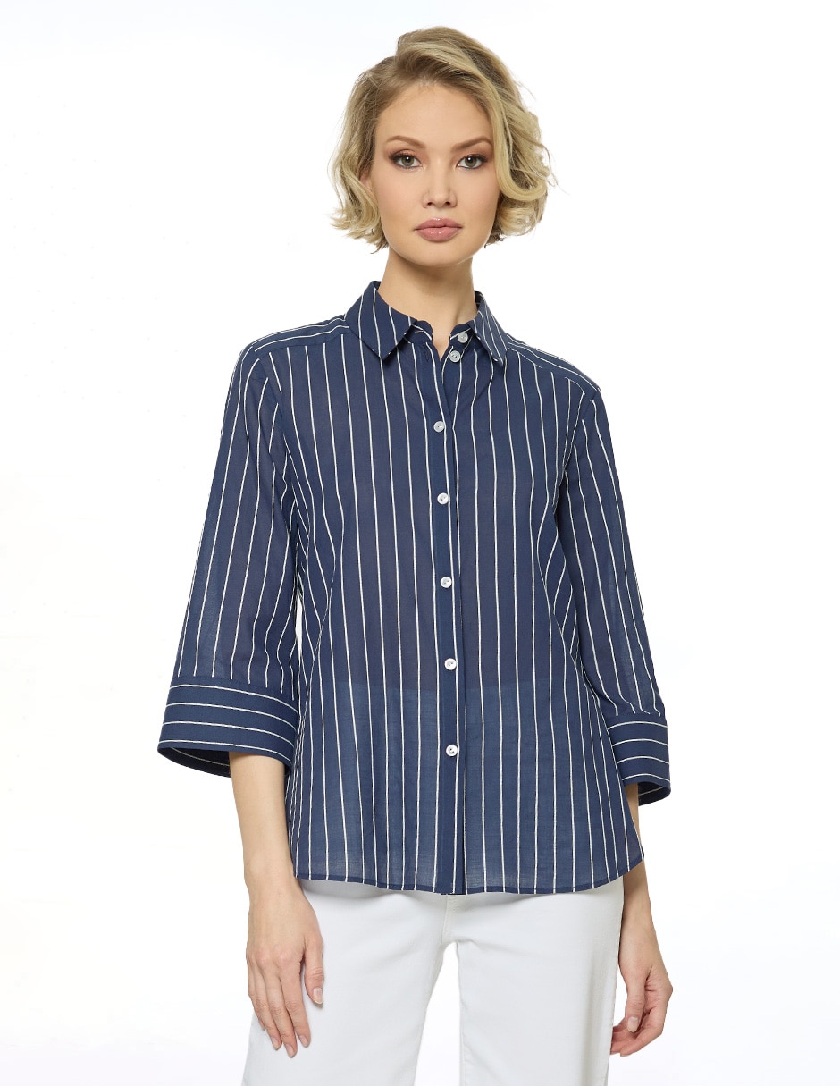 Blusa camisera manga 3/4 para mujer