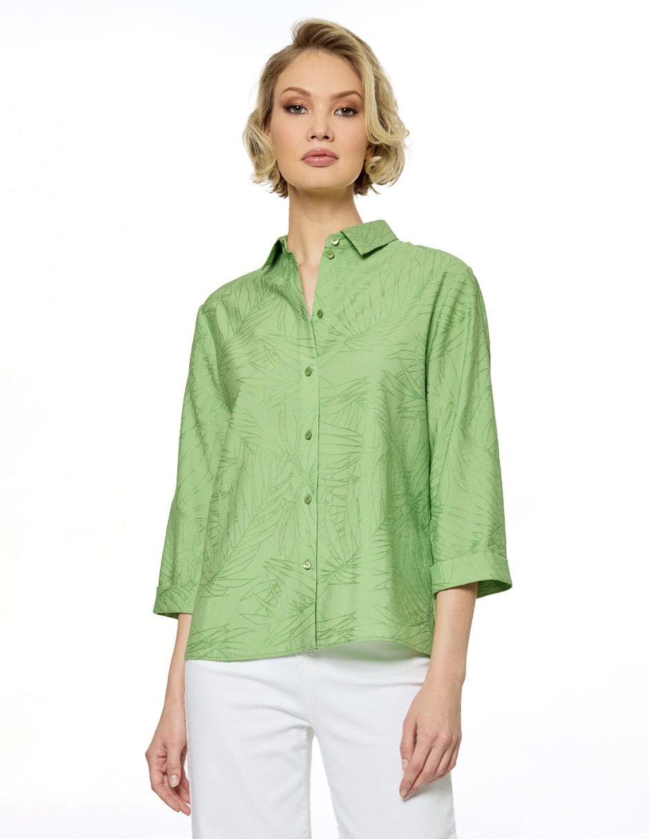 Blusa camisera manga 3/4 para mujer