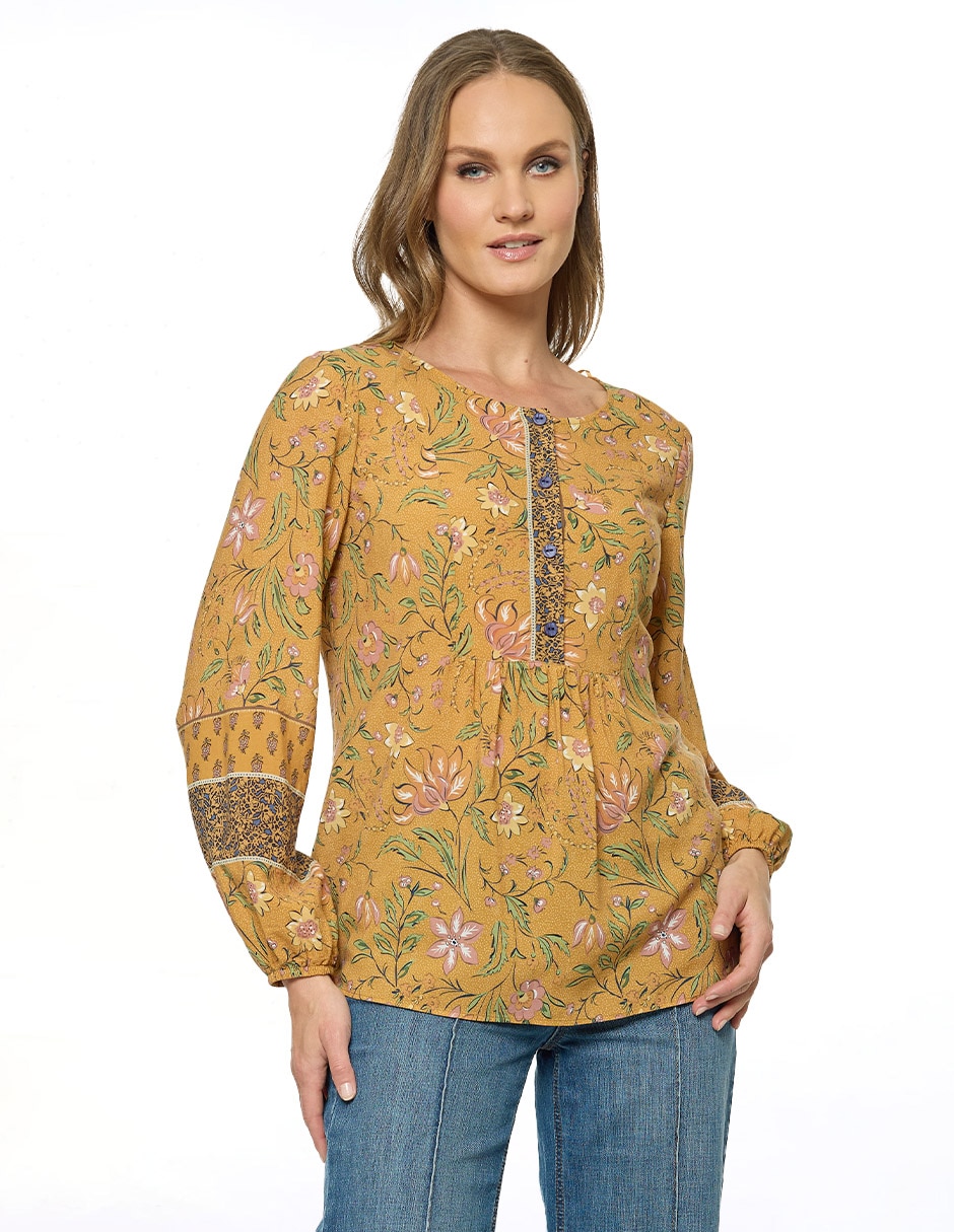 Blusa manga larga para mujer