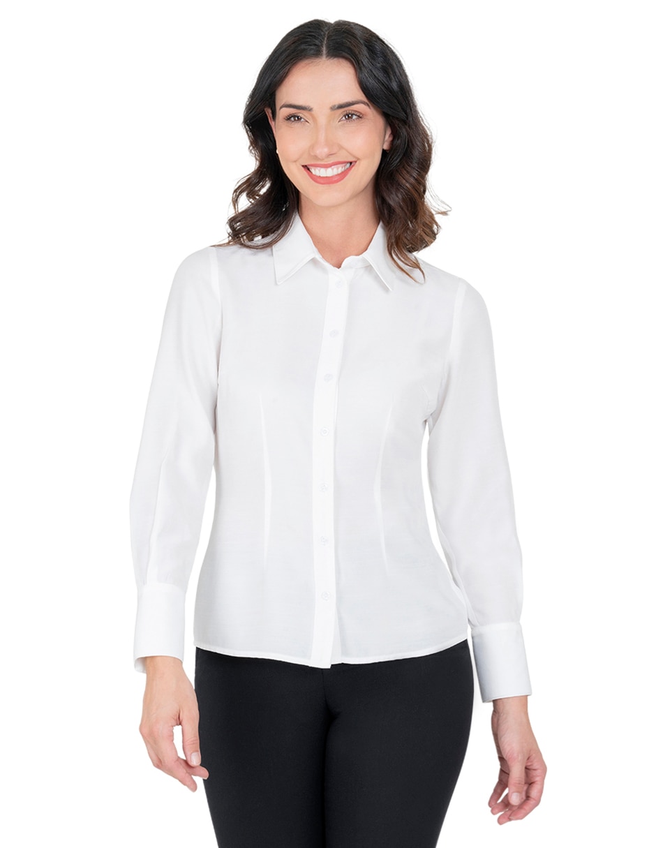 Blusa camisera manga larga para mujer