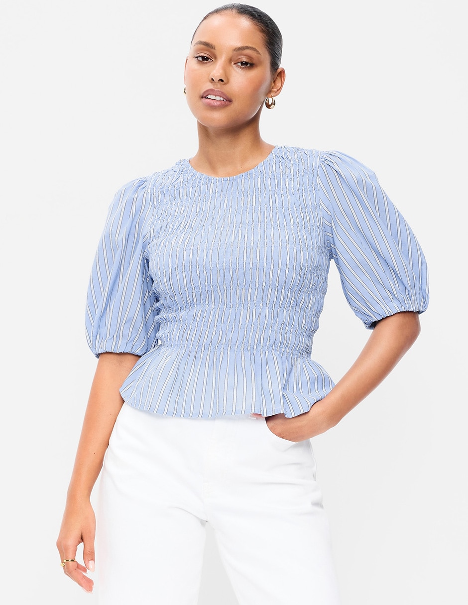 Blusa túnica manga al codo para mujer