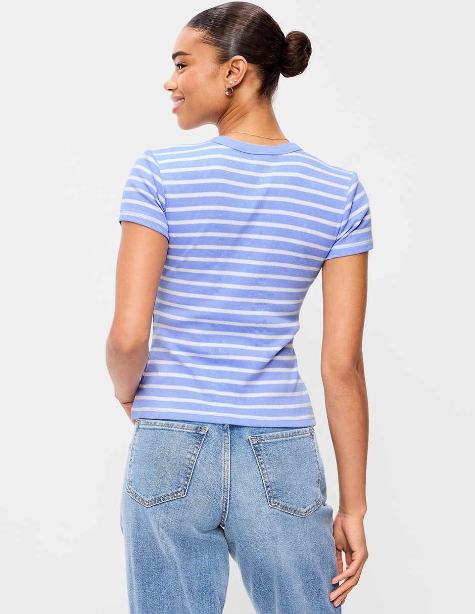 Blusa manga corta cuello redondo para mujer 2