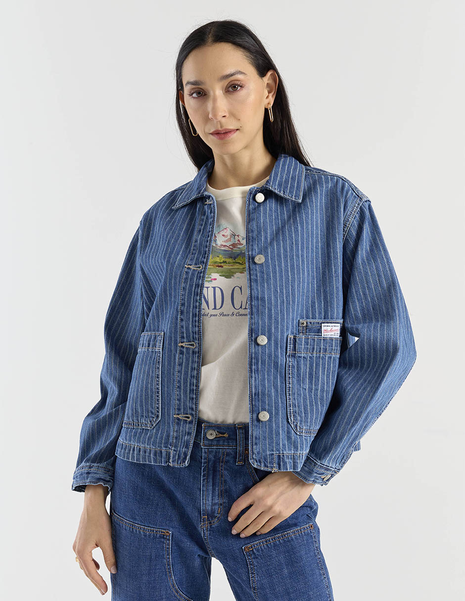Chamarra denim de algodón para mujer