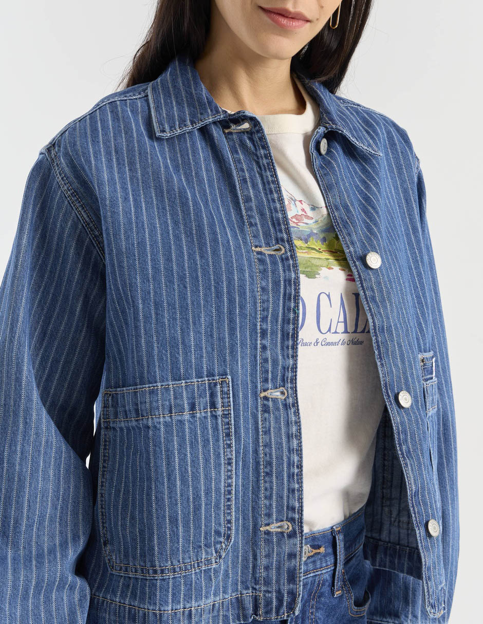Chamarra denim de algodón para mujer 4