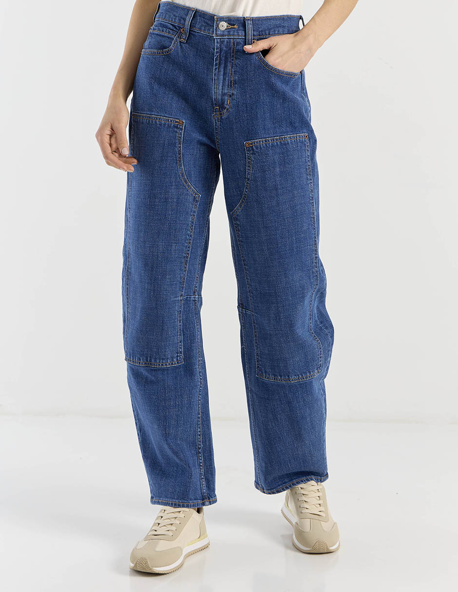Jeans barrel cintura para mujer