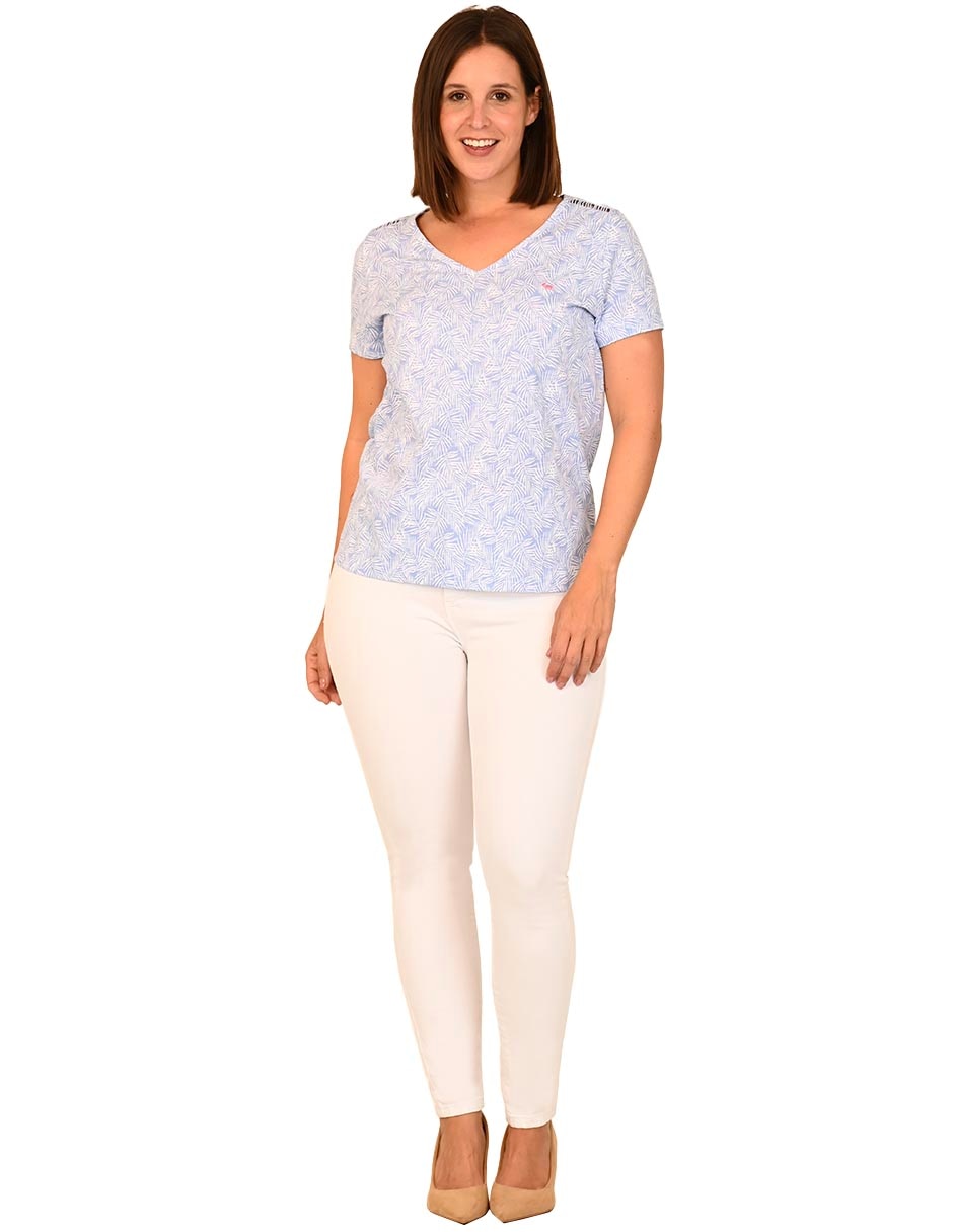 Playera manga corta cuello V para mujer 3