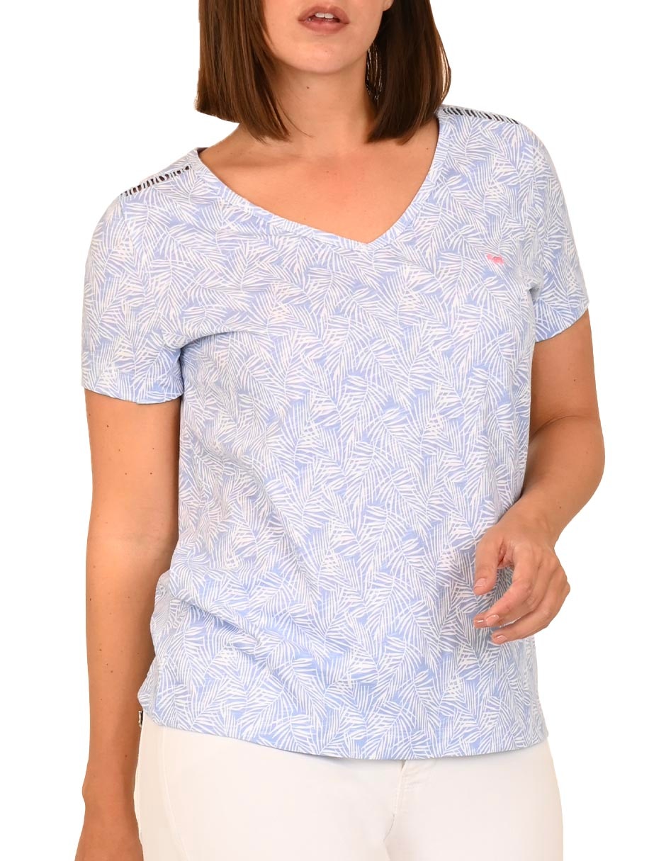 Playera manga corta cuello V para mujer 4