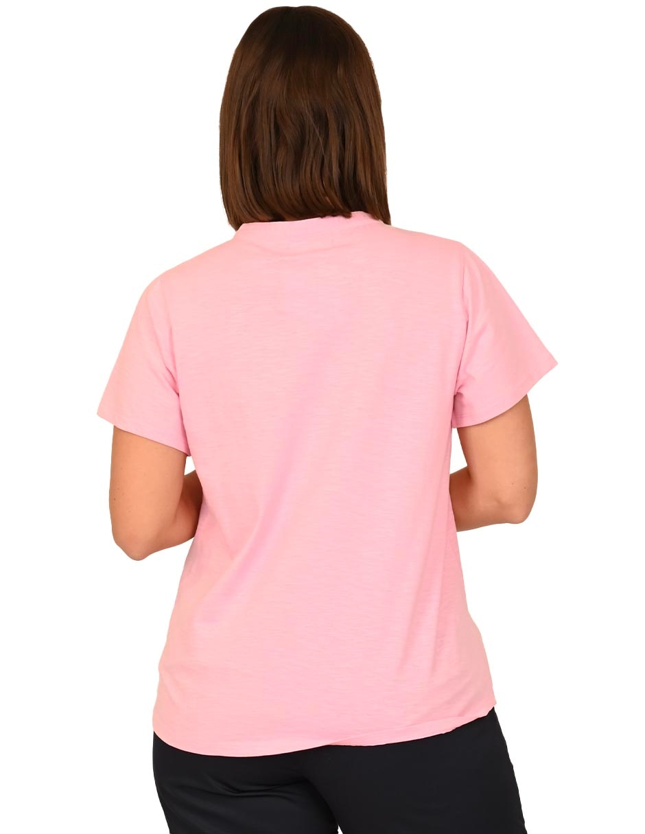 Playera manga corta cuello con botón para mujer 3