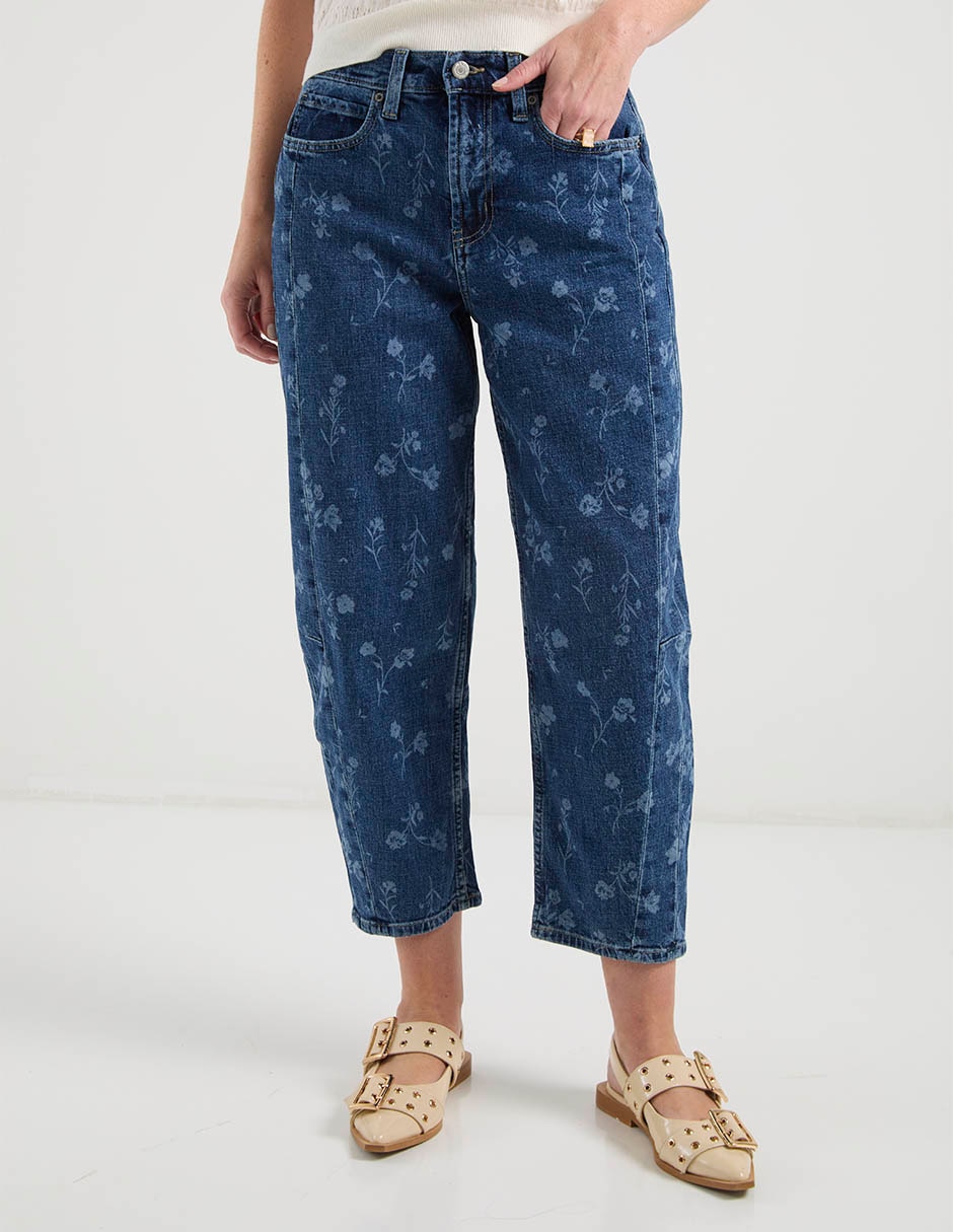 Jeans capri relajado cintura para mujer