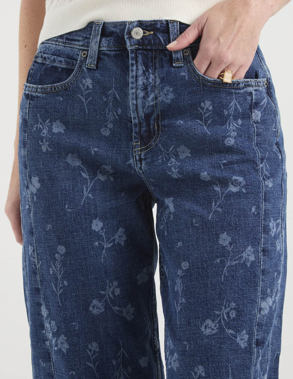 Jeans capri relajado cintura para mujer 4