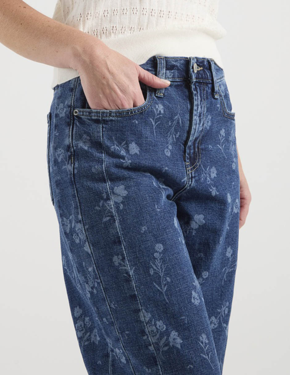 Jeans capri relajado cintura para mujer 5