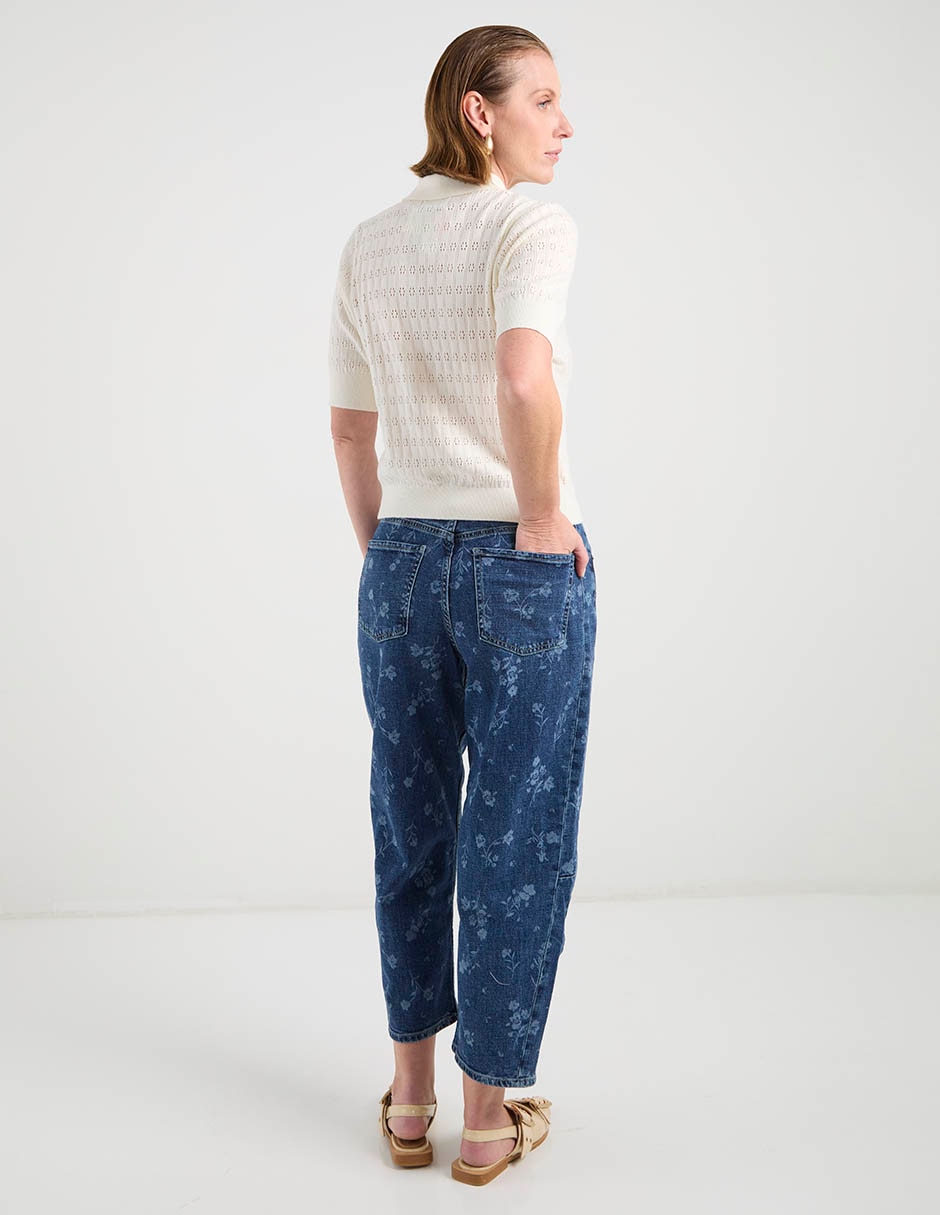 Jeans capri relajado cintura para mujer 6