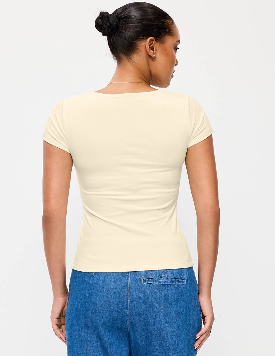 Playera manga corta cuello cuadrado para mujer 2