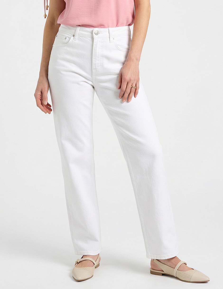 Jeans straight cintura media para mujer