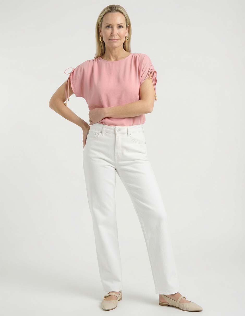 Jeans straight cintura media para mujer 3
