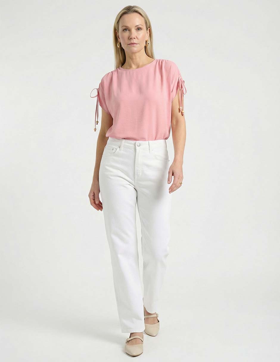 Jeans straight cintura media para mujer 4