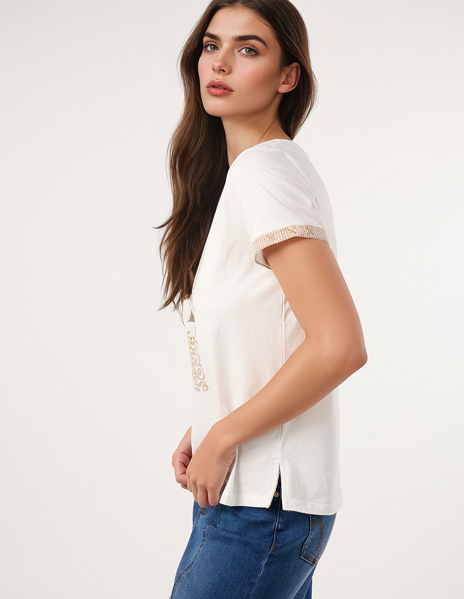 Playera manga corta cuello redondo para mujer 2