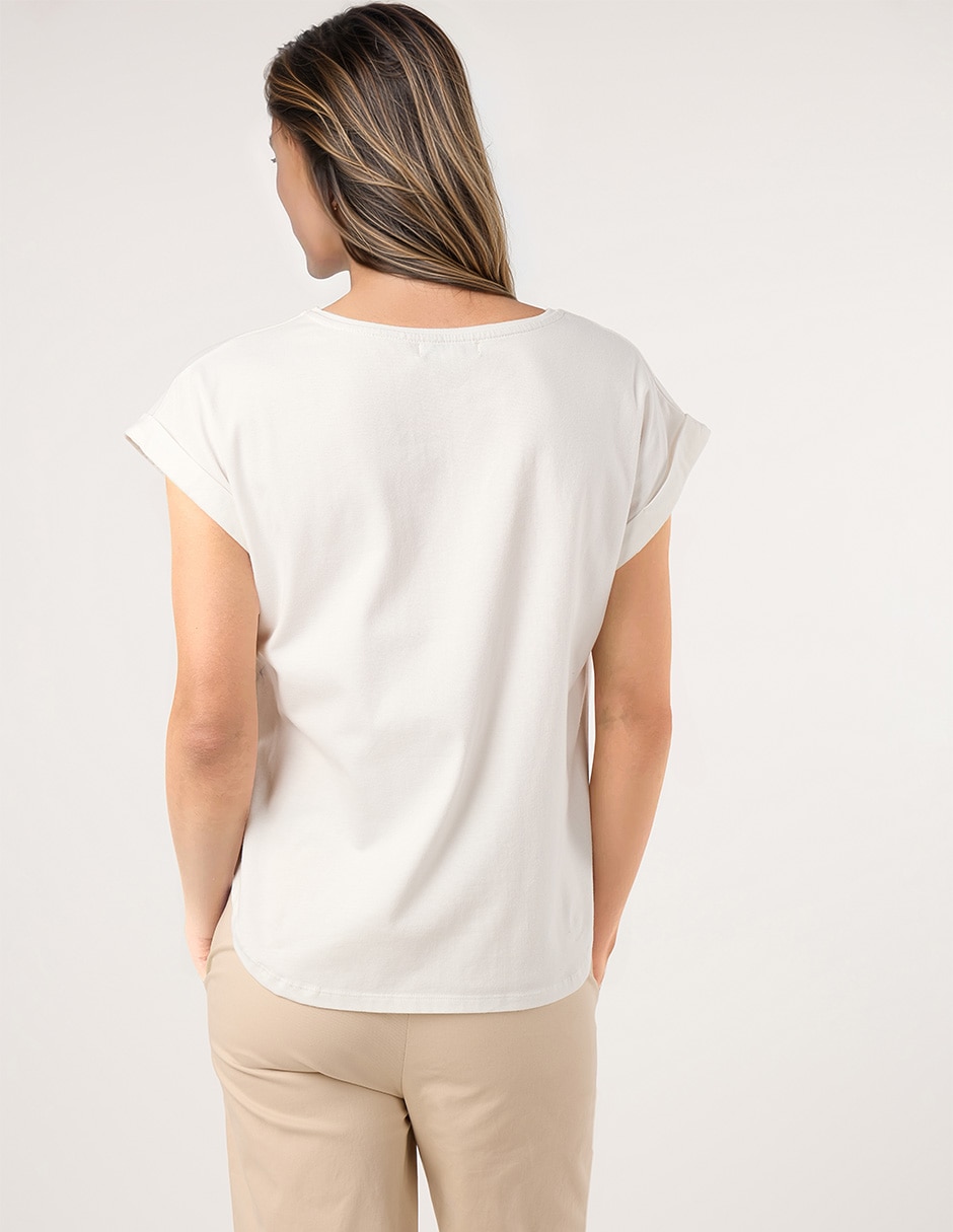 Playera manga corta cuello redondo para mujer 6
