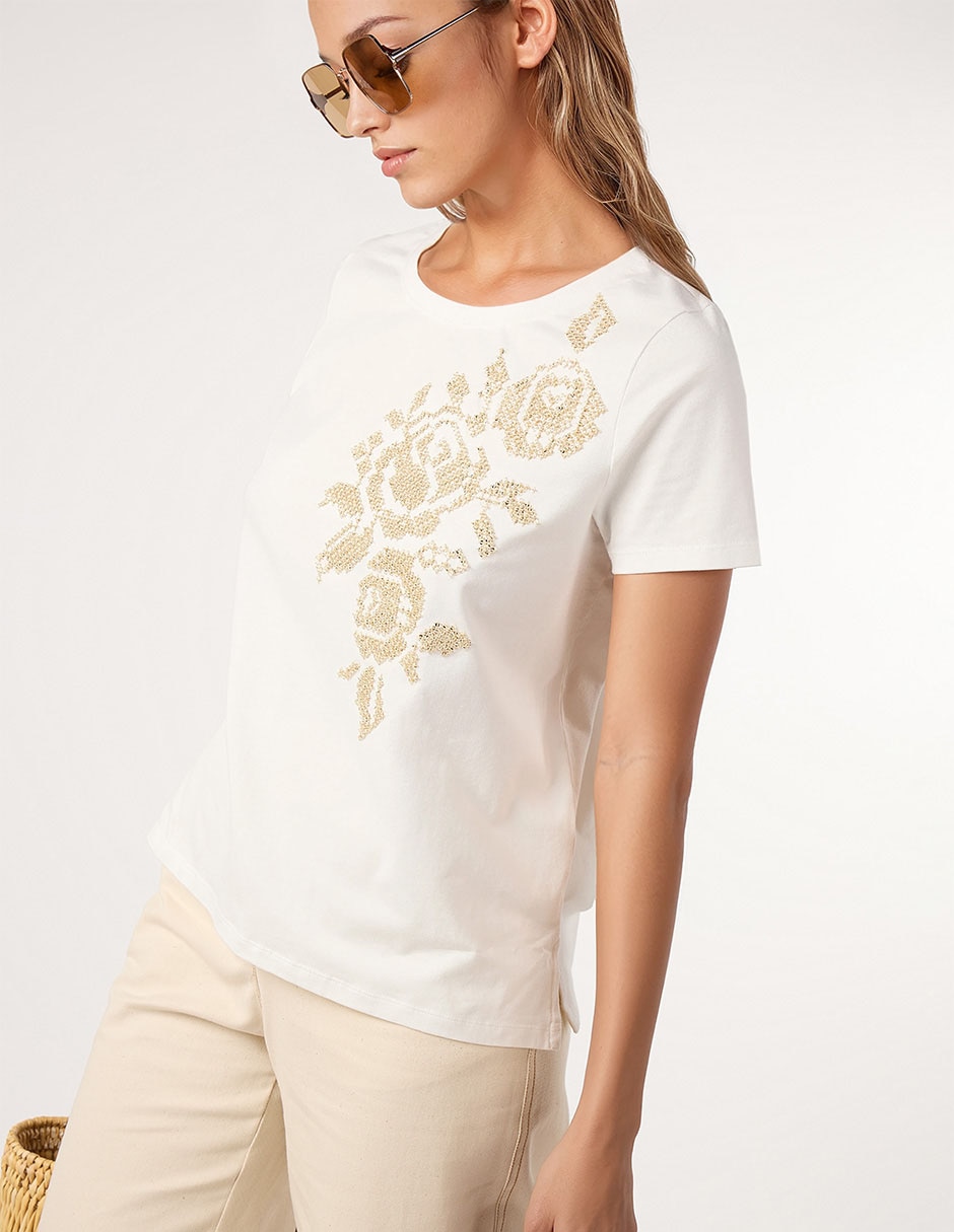 Playera manga corta cuello redondo para mujer 3