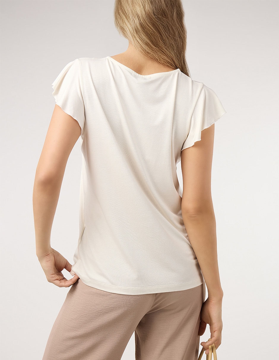 Playera manga corta cuello V para mujer 2