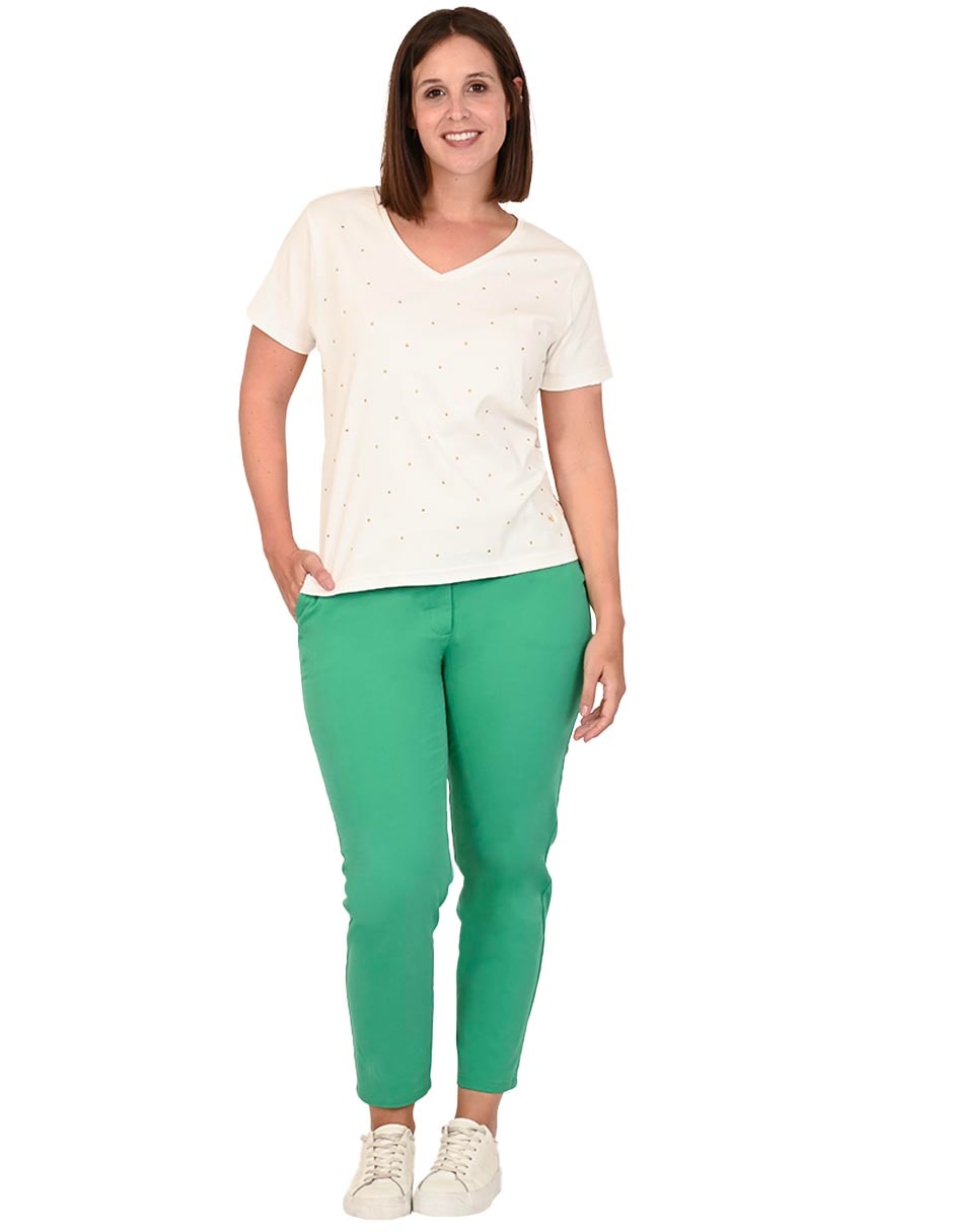 Playera manga corta cuello V para mujer 2