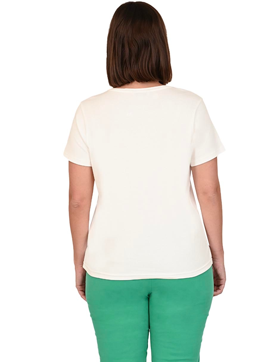 Playera manga corta cuello V para mujer 3