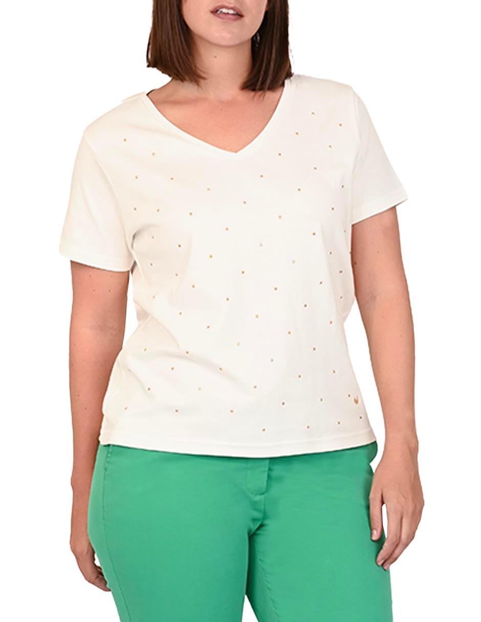 Playera manga corta cuello V para mujer 4