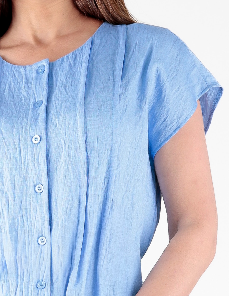 Blusa camisera manga corta para mujer 8