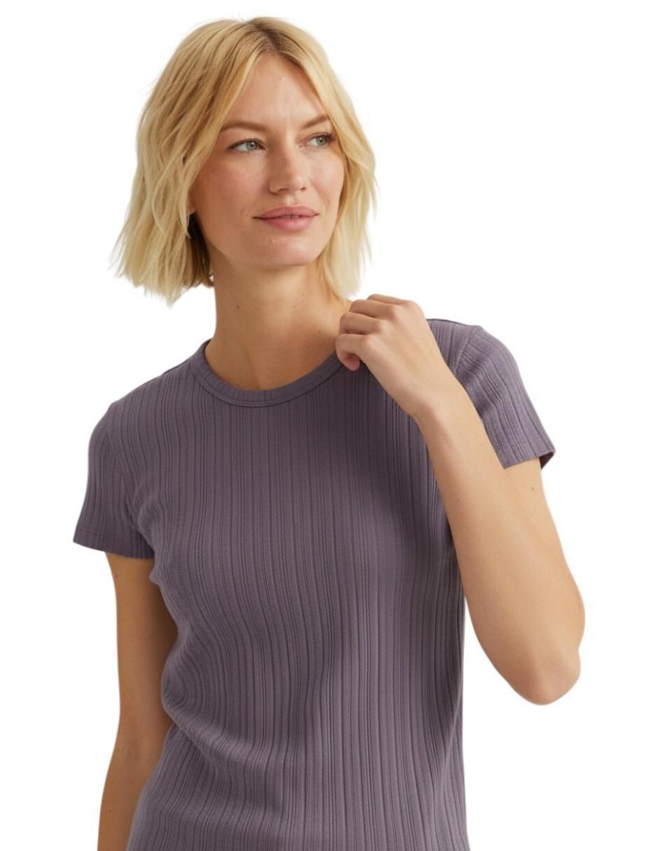 "manga" corta eddie bauer meadwood rib "cuello" redondo "para mujer"