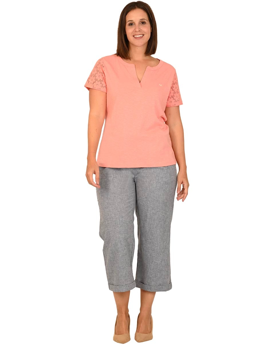 Playera manga corta cuello V para mujer 2