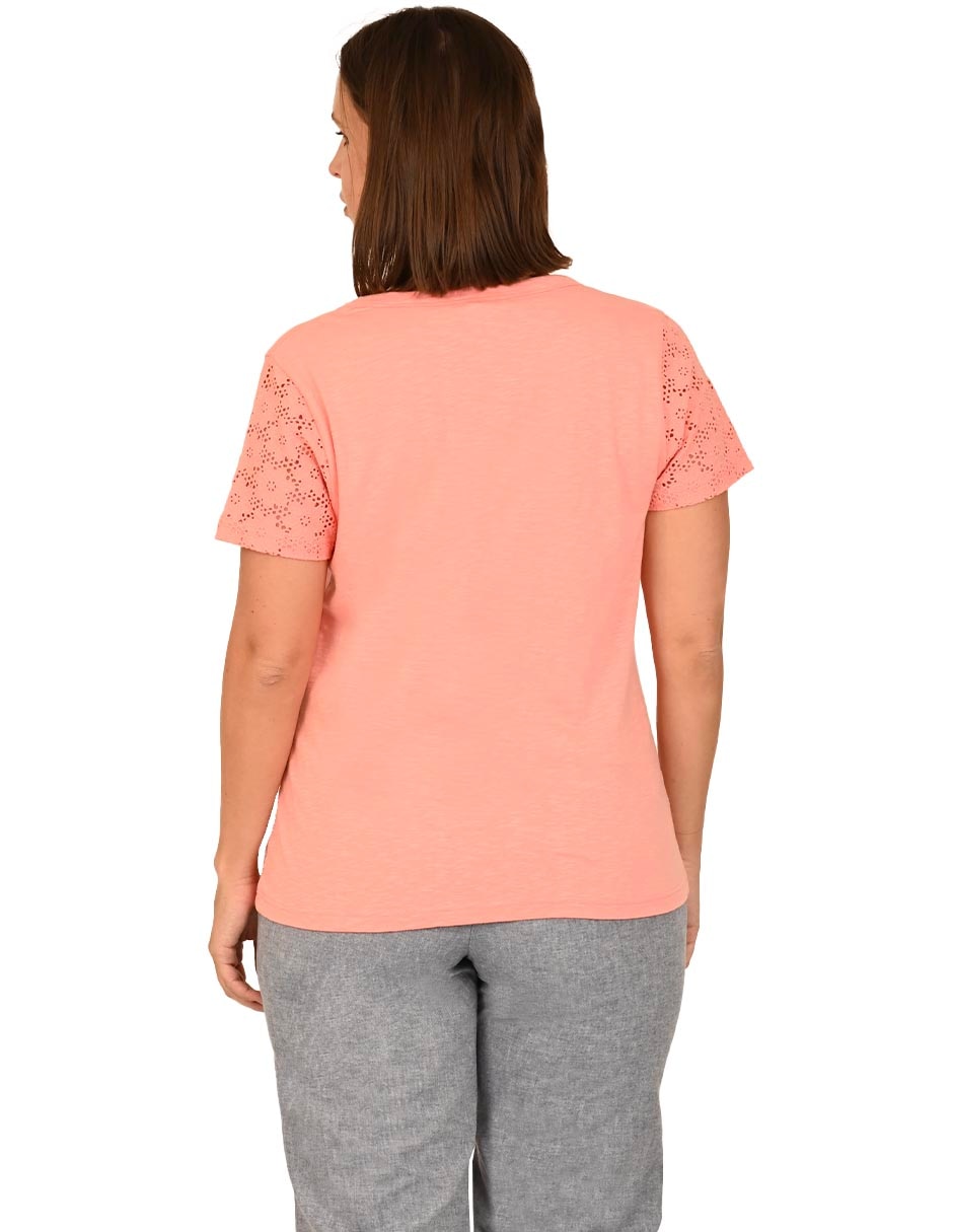 Playera manga corta cuello V para mujer 3