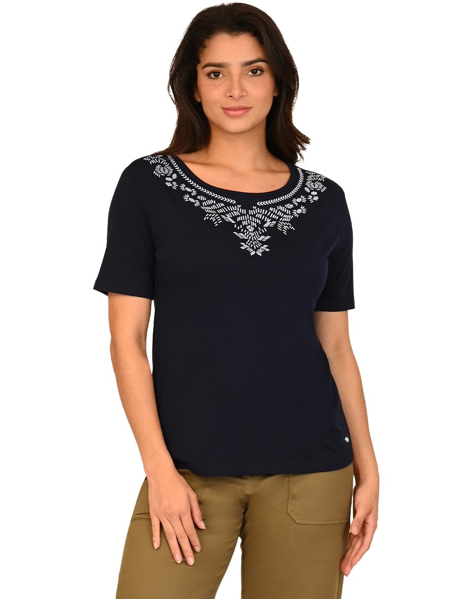Playera manga corta cuello redondo para mujer