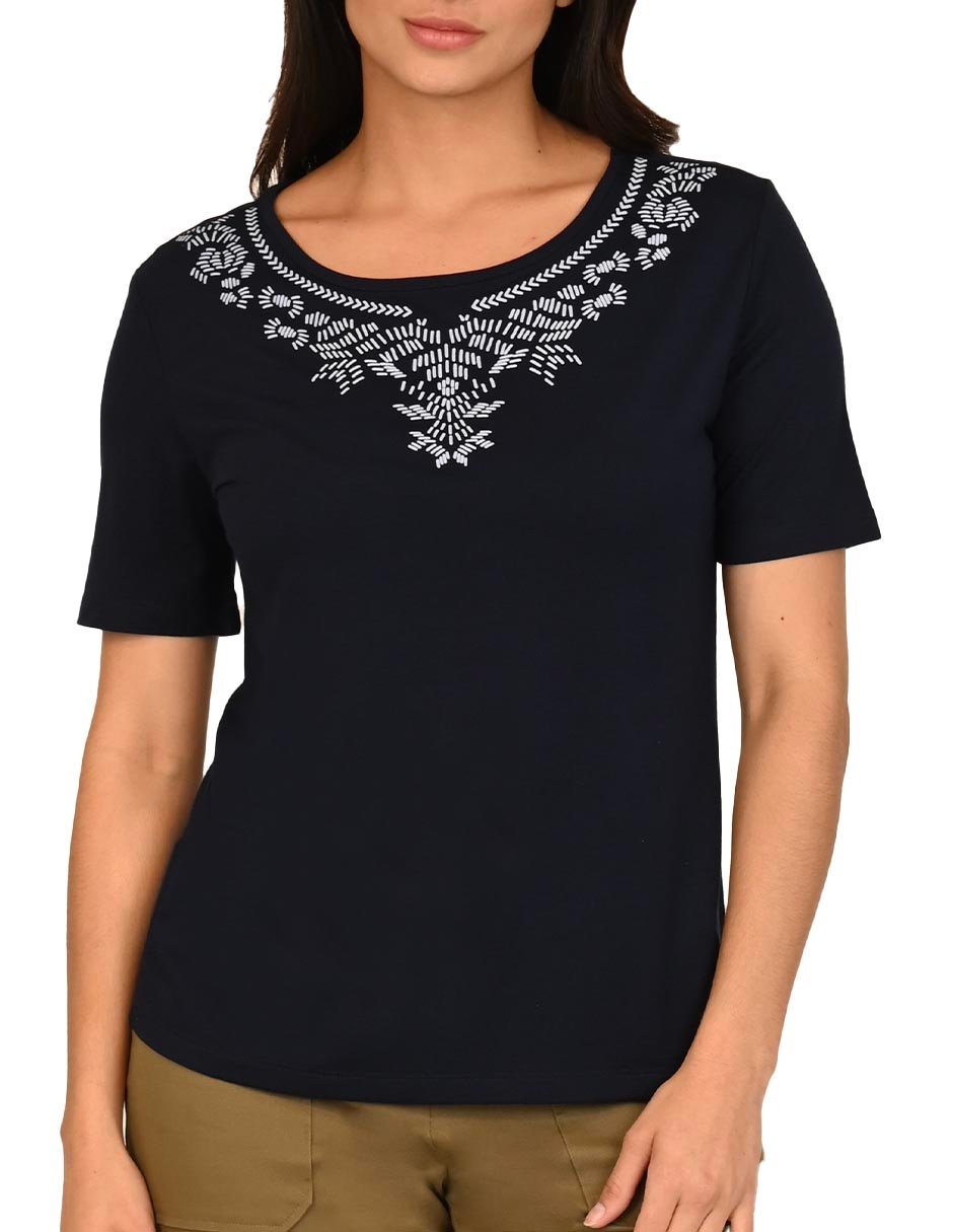 Playera manga corta cuello redondo para mujer 4